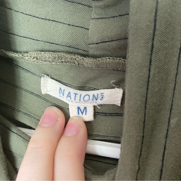 Nation LTD green striped slub raw hem turtleneck top women's M - Picture 6 of 8